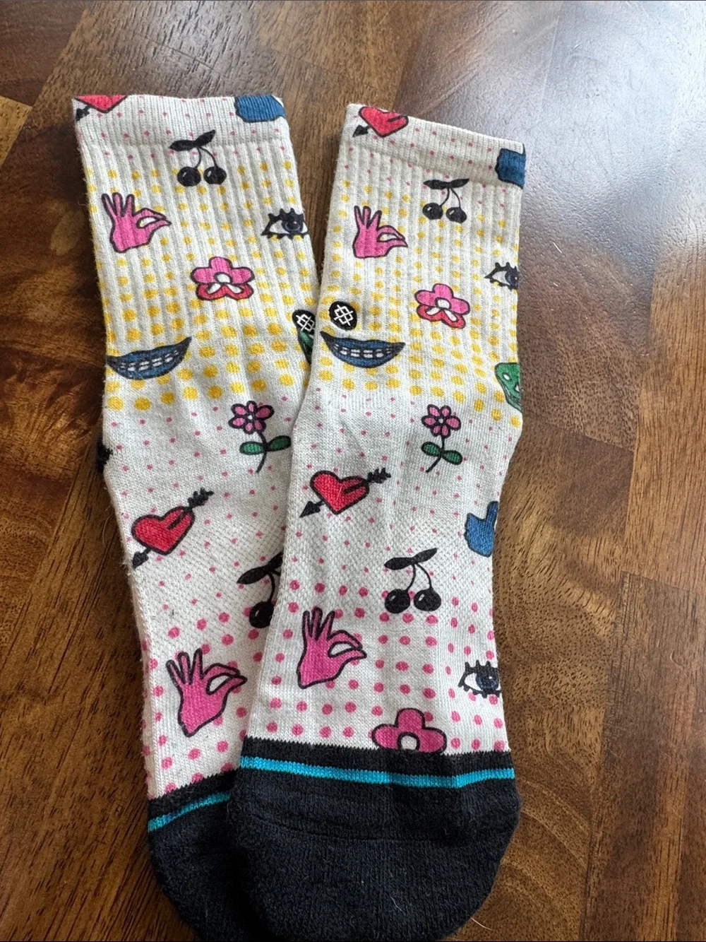 Stance Kids Cream Socks with Pink, Black, Blue & Yellow Pop Art Prints